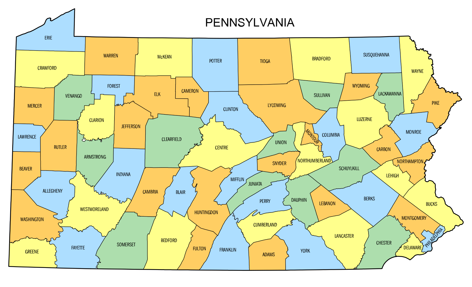 Pennsylvania Political Map By County
